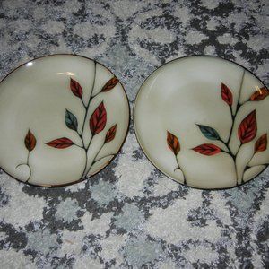 Pier 1 Imports "Leaves" Stoneware 10.5" Dinner Plate  Retired HTF set of 2